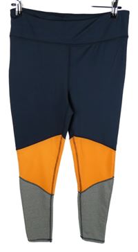 Dámské tmavomodro-oranžovo-šedé vzorované sportovní legíny Ergee 
