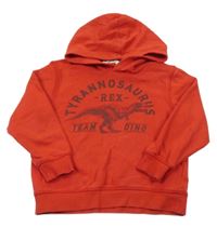 Červená mikina s dinosaurem a kapucí H&M