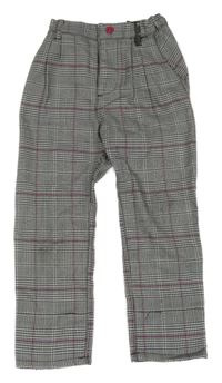 Světle-tmavošedé vzorovano/kostkované kalhoty H&M