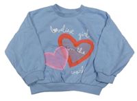 Modrá oversize mikina se srdíčky Matalan