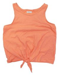 Neonově oranžový crop top se zavazováním Next