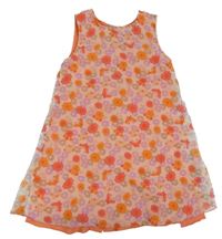 Světlerůžovo-fialovo-oranžové šifonové květované šaty Topolino