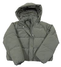 Khaki šusťáková zimní crop bunda s kapucí New Look