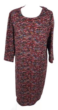Dámské purpurovo-černé vzorované melírované úpletové šaty Laura Torelli 