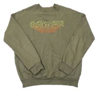 Khaki mikina s nápisem a ovladačem H&M