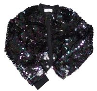 Černá flitrová crop podšitá bunda H&M