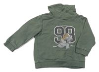 Khaki mikina s číslem a nosorožcem a komínovým límcem Topolino