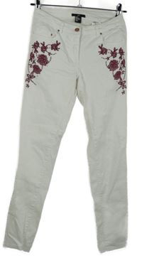 Dámské bílé skinny rifle s květy H&M