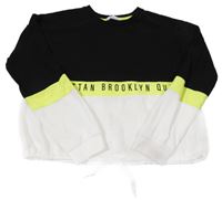 Černo-neonově zelená crop mikina s nápisem H&M