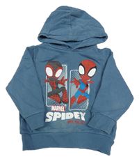Modrošedá mikina se Spidermanem a kapucí Marvel