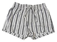 Bílo-černé pruhované kraťasy s páskem H&M