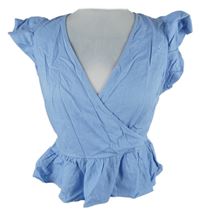 Dámská světlemodrá crop peplum halenka Primark 