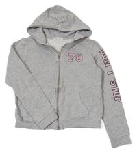 Šedá propínací crop mikina s kapucí a číslem H&M