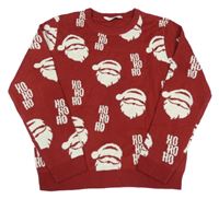 Tmavočerveno-smetanový svetr se Santy H&M