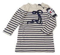 Nové - Béžovo-tmavomodré pruhované teplákové šaty mašlí Tommy Hilfiger