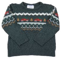 Tmavozelený svetr se vzorem Old Navy