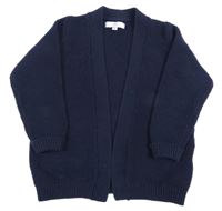 Tmavomodrý žebrovaný svetrový cardigan LA REDOUTE
