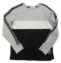 Šedo/melírovano-bílo-černé mikinotriko s nápisy H&M