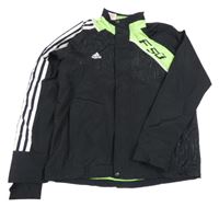 Černo-zelená šusťáková sportovní bunda s číslem a vzorem Adidas