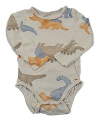 Béžové body s dinosaury 