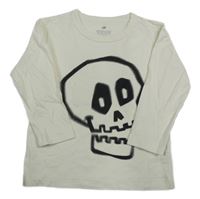 Smetanové triko s lebkou H&M