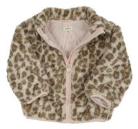 Hnědo-béžová kožešinová leopardí podšitá bunda F&F