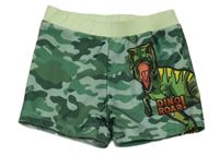 Zelené army nohavičkové plavky s dinosaurem 