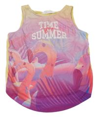 Růžovo-žlutý top s plameňáky H&M