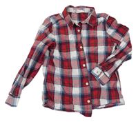 Červeno-bílo-modro-tmavozelená kostkovaná košile H&M