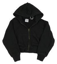 Černá propínací crop mikina s kapucí Zara