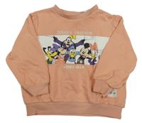 Broskvová oversize mikina s Mickeym a kamarády H&M