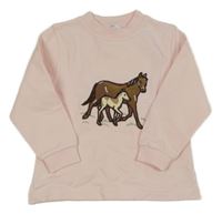 Světlerůžová mikina s koníky Tchibo