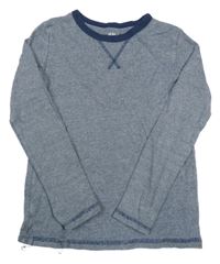 Tmavomodro-bílé melírované triko H&M
