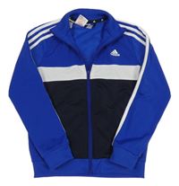 Modro-tmavomodro-bílá sportovní propínací mikina s logem Adidas