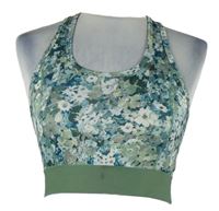 Dámský světlekhaki kytičkovaný crop sportovní top Workout