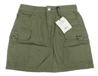 Nové - Khaki plátěná sukně s kapsami New Look