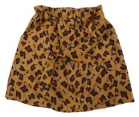 Hnědá leopardí sukně s páskem Shein