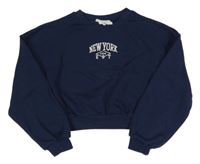 Tmavomodrá crop mikina H&M