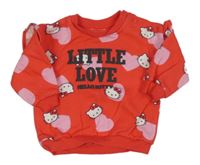 Jahodová mikina s Kitty a srdíčky Sanrio
