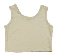 Smetanový žebrovaný crop top Shein 