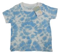 Nové - Světlemodro-bílé batikované tričko Primark