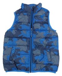 Modro-tmavomodrá army šusťáková zateplená vesta Mountain Warehouse