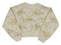 Smetanovo-zlatá vzorovaná crop mikina Zara