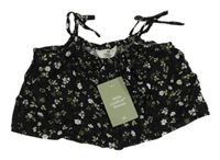 Nové - Černý květovaný crop top H&M