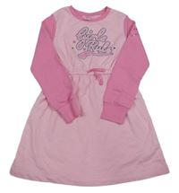 Světlerůžovo-růžové teplákové šaty s nápisem Little kids