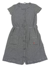 Tmavomodro-bílý pruhovaný kraťasový overal PETIT BATEAU