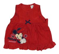Červené manšestrové šaty s Minnie Disney