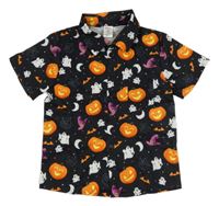 Černá košile s dýněmi a duchy