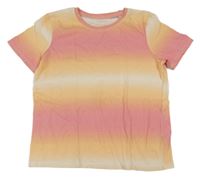 Růžovo-oranžovo-bílé pruhované tričko Primark