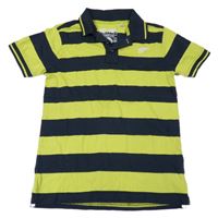 Limetkovo-tmavomodré pruhované polo tričko C&A